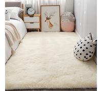 YUANWAN Alfombra Decorativa 100 x 170 cm Lavable y Antideslizante Alfombras Dormitorio Modernas Pelo Largo Lavables para Salon Habitacion Exterior Pasillo, Blanco