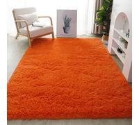 YUANWAN Alfombra Decorativa 140 x 160 cm Lavable y Antideslizante Alfombra Shaggy Salón Grandes Alfombra Peluda Grande para La Sala de Estar Salón O Dormitorio, Naranja