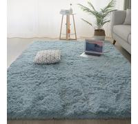 YUANWAN Alfombra Moderna 120 x 80 cm Antideslizante Resistente Alfombra Esponjosa de Cama Washable Anti-Slip Carpet para Interiores Estar Habitación, Azul