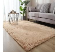 YUANWAN Alfombra Moderna 120 x 80 cm Antideslizante Resistente Alfombras para Dormitorios Alfombras Salón Pelo Largo para Interiores Estar Habitación, Beige
