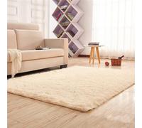 YUANWAN Alfombra Salón Antideslizante 120 x 70 cm Lavable y Antideslizante Alfombra de Salón de Pelo Alto Alfombras para Salón para La Sala de Estar Salón O Dormitorio, Color Crema