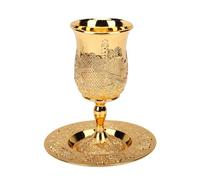 YUEHISY Juego de Tazas Kiddush, Copa y Plato de Vino Vintage con Diseño Listo para Regalo para Festivales de Bodas, Copas Hechas a Mano de Aleación de Zinc para Uso Ceremonial, Recuerdo Religioso