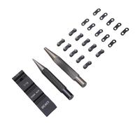YUEHISY Kit de Reparación de Motosierra, Punzón de Yunque, Cadena, 10 | Se adapta a cadenas de paso 1, 4, 325 y 404. Incluye aguja de remachado, base y 10 correas.