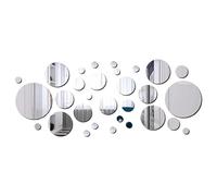 yufana 30 Piezas Decoración de Pared con Espejo Redondo Pequeño, Adhesivos de Pared de Espejo Acrílico, Adhesivos de Pared con Efecto Espejo Acrílico 3D, para Baño, Cocina, Salón, Armario (Plata)