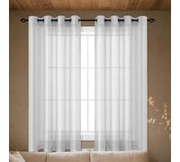 YUGAOYU Cortinas Salon Modernas Translucidas 390 x 195 cm con Ojales Cortinas de Dormitorio Fácil de Limpiar y sin Arrugas para Dormitorio Matrimonio Comedor, Gris Claro