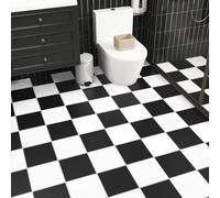 Yullpaper Suelo Vinilo Autoadhesivo Blanco y Negro Losetas Vinilicas Autoadhesivas Composite Vinilo Suelo Cocina Baño Impermeable Parquet Blanco y Negro 4 Piezas, 30 x 30cm