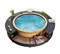 Yumeng Borde para bañera de hidromasaje SPA de ratán sintético Negro