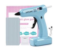 YUMILI Pistola de pegamento termofusible mini con 30 barras de pegamento, adecuada para manualidades, manualidades, embalaje y reparaciones (azul)