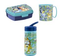 Yumo House Juego de mochila 3D bluey, SANDWICHERA RECTANGULAR BLUEY, TAZA MICRO 350 ML BLUEY, BOTELLA 410 ML BLUEY
