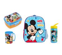 Yumo House Juego de Mochila Micky mouse, Botella Antigoteo Micky 410ml, Sandwichera Micky, Taza microonda Micky 350ml, Libre de BPA