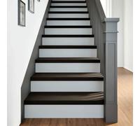 YunCangg 16 peldaños marrón-negro, 80 x 30 x 2 cm, madera maciza de roble para escaleras de madera, escalera interior, escalera de caracol, antideslizante, autoadhesiva, protección contra arañazos