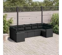 YunCangg 7-TLG - Juego de sofá de jardín con cojines de polirratán, resistente a la intemperie, para terraza, balcón y jardín, con funda extraíble y diseño modular para relajarse