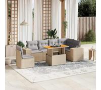 YunCangg 7-TLG - Juego de sofás de jardín con cojines de ratán sintético, resistente a la intemperie, para terraza, balcón, porche, incluye mesa, sillón, sofá, banco, comedor al aire libre