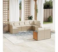 YunCangg 9-TLG - Juego de sofá de jardín de ratán sintético con cojines, resistente a la intemperie, para terraza, balcón y jardín de invierno, conjunto de asientos modulares con sofá y sillones