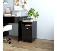 YunCangg Armario auxiliar con ruedas, color negro, 33 x 38 x 60 cm, material de madera, espacio de almacenamiento versátil con puerta y compartimento, móvil y flexible para salón, oficina, pasillo
