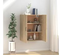 YunCangg Armario colgante de roble Sonoma, 69,5 x 34 x 90 cm, con 2 puertas, espacio de almacenamiento para salón, dormitorio, oficina, montaje en pared, armario versátil multiusos con estante y orden