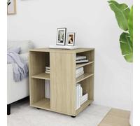 YunCangg Armario con ruedas de roble Sonoma, 60 x 53 x 72 cm, con cajón y puerta, armario auxiliar móvil para oficina y salón, organizador con cerradura y compartimento de almacenamiento