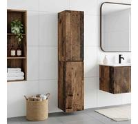 YunCangg Armario de baño montado en la pared, madera vieja, 33 x 34,5 x 160 cm, armario de baño con mucho espacio de almacenamiento, para invitados, inodoro, cuarto de baño