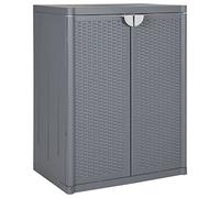 YunCangg Armario de jardín gris 65 x 45 x 88 cm, aspecto de ratán de polipropileno con 2 estantes, asas, espacio de almacenamiento para salón, oficina, cocina, pasillo, baño y garaje