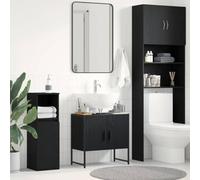 YunCangg Armario de lavabo con puerta de aspecto de roble negro, 60 x 30 x 60 cm, material de madera, armario de baño con espacio de almacenamiento, armario de baño montado en la pared para invitados