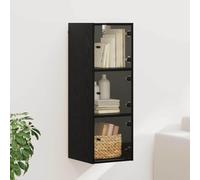 YunCangg Armario de pared con aspecto de roble negro, 35 x 37 x 102 cm, material de madera con 3 estantes, espacio de almacenamiento y puerta para salón, oficina, pasillo, cocina, orden y estante