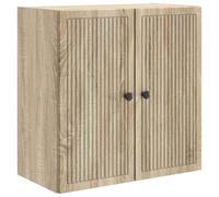 YunCangg Armario de pared de roble Sonoma 59 x 31 x 60 cm con 2 puertas y estante, armario montado en la pared para salón, oficina, pasillo, espacio de almacenamiento y orden