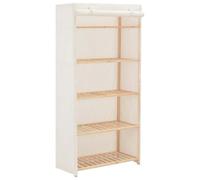 YunCangg Armario de tela blanca con 4 estantes y barra para ropa de 79 x 40 x 170 cm, armario para guardar ropa, zapatos, chaquetas y camisas para dormitorio y pasillo