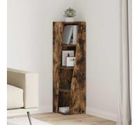 YunCangg Armario esquinero de madera de roble ahumado, 27,5 x 27 x 102 cm, con 4 estantes, espacio de almacenamiento para salón, dormitorio, oficina, pasillo, orden y estante