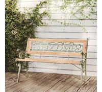 YunCangg Banco de jardín de 122 cm de madera maciza de abeto con marco de hierro forjado, resistente a la intemperie, para terraza, balcón y jardín delantero, banco de madera con respaldo de PVC