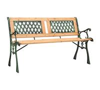 YunCangg Banco de jardín de 122 cm de madera maciza de abeto y hierro fundido con respaldo decorativo de PVC, resistente a la intemperie, para terraza, balcón y jardín delantero