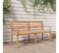 YunCangg Batavia - Banco de madera maciza de teca de 150 cm con reposabrazos y respaldo, resistente a la intemperie, para jardín, terraza, balcón, banco rústico de madera con tallas decorativas y