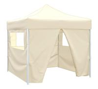 YunCangg Carpa plegable de 3 x 3 m con 4 paredes de color blanco crema, resistente al agua y con marco de acero pulverizado, plegable para jardín, terraza, boda, barbacoa, camping, puesto de mercado