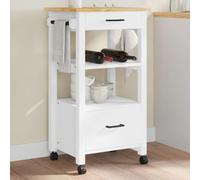 YunCangg Carro de cocina Monza de madera de pino maciza, 48 x 40 x 88,5 cm, con cajones y portabotellas, carrito de servir con espacio de almacenamiento, estante, toallero para cocina y salón