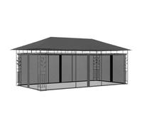 YunCangg Cenador con mosquitera, 6 x 3 x 2,73 m, de acero con recubrimiento en polvo antracita, con protección solar y protección contra la lluvia, para jardín, terraza, fiesta y camping, plegable con