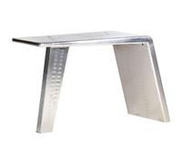 YunCangg Escritorio con aspecto de alas de avión, metal plateado, tablero de fibra de densidad media, 112 x 50 x 76 cm, mesa de trabajo grande con espacio de almacenamiento y diseño ergonómico para