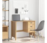 YunCangg Escritorio con cajones Hill color miel de pino macizo 100 x 45 x 74 cm, mesa de trabajo con espacio de almacenamiento, bandeja para ordenador portátil, ergonómica para oficina y oficina en