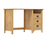 YunCangg Escritorio Hill de pino macizo 120 × 50 × 74 cm con 3 cajones y estante, mesa ergonómica para ordenador, para oficina, oficina en casa, estudio y habitación infantil con espacio de