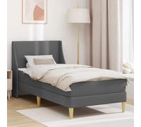 YunCangg Estructura de cama con colchón gris oscuro, 90 x 200 cm, poliéster resistente, cama individual con muelles ensacados colchón transpirable cómodo para dormitorios y habitaciones de invitados