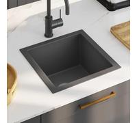 YunCangg Fregadero empotrado hecho a mano, negro, acero inoxidable, con 40 x 40 x 20 cm, silencioso, con desagüe en forma de X, resistente a la corrosión, sin plomo, para cocina, encimera