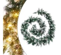 YunCangg Guirnalda de Navidad con luces LED verde de 2,7 m de PVC, 40 ledes, 8 efectos de luz, resistente a la intemperie, para interiores y exteriores cubiertos, piñas de pino, decoración para