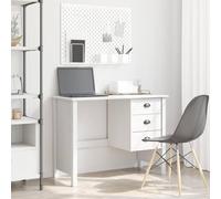 YunCangg Hill - Escritorio con cajones (100 x 45 x 74 cm, madera de pino maciza, con espacio de almacenamiento, ergonómica, ahorra espacio, con asas en D)