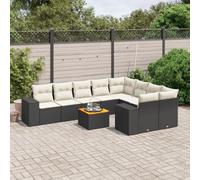 YunCangg Juego de 10 sofás de jardín con cojines de polirratán, resistente a la intemperie, con mesa y sillones, para terraza, balcón, exterior, relax y barbacoa