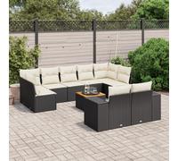 YunCangg Juego de 10 sofás de jardín con cojines de polirratán, resistente a la intemperie, con mesa y sillones, para terraza, balcón, exterior, salón comedor