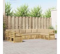 YunCangg Juego de 10 sofás esquineros de poliéster blanco y beige, juego completo modular con cojín de asiento 363 x 185,5 x 73 cm para jardín, terraza, balcón, relajarse y sentarse