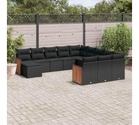 YunCangg Juego de 12 sofás de jardín con cojines de polirratán, resistente a la intemperie, para terraza, balcón y jardín de invierno, con mesa, sillón y sofá para relajarse en el