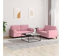 YunCangg Juego de 2 muebles de salón de terciopelo rosa, juego de muebles de salón con 4 cojines, diseño moderno para relajarse, estructura robusta, asientos cómodos