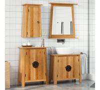 YunCangg Juego de 3 muebles de baño de madera maciza de pino, armario auxiliar con mucho espacio de almacenamiento, para colgar muebles de baño, organizador
