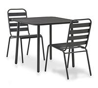 YunCangg Juego de 3 sillas apilables de acero gris oscuro con mesa de 80 x 80 x 72 cm y 2 sillas apilables para jardín, terraza, balcón, resistente a la intemperie, ahorra espacio, ideal para salón