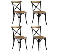 YunCangg Juego de 4 sillas de comedor de madera maciza de mango con marco de acero, 51 x 52 x 84 cm, ergonómicas, acolchadas, para cocina, salón, diseño retro vintage