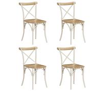 YunCangg Juego de 4 sillas de comedor de madera maciza de mango con marco de acero, 51 x 52 x 84 cm, ergonómicas, diseño retro, apilables, fáciles de limpiar, ideales para cocina, salón, oficina
